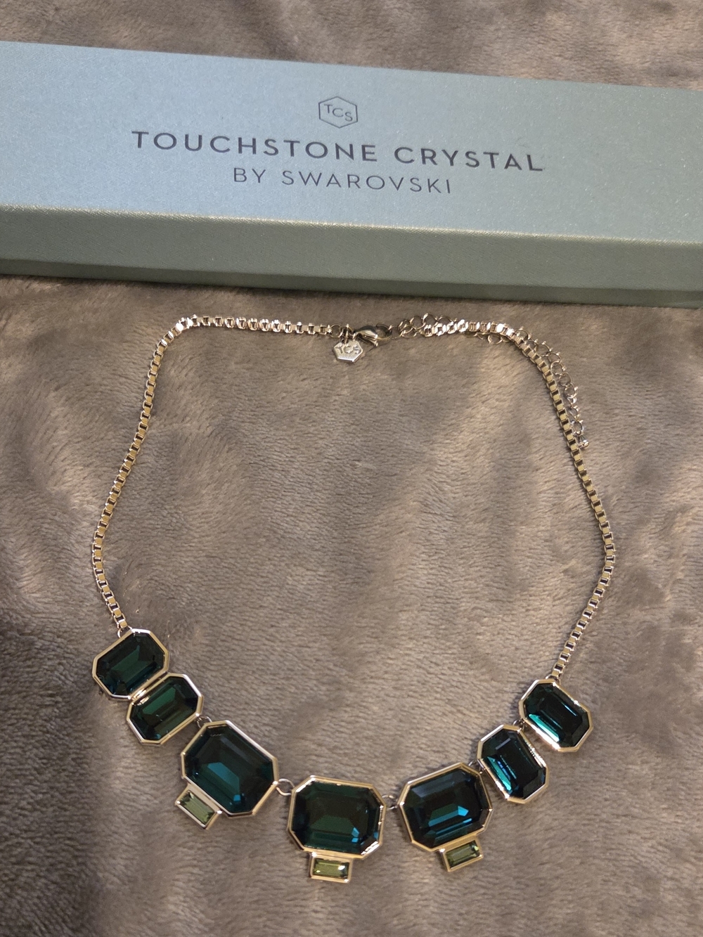 Green Touchstone Crystal By Swarovski Crystal Necklace